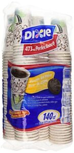 dixie perfectouch insulated paper hot cup, coffee haze design, 140 count