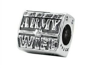 zable sterling silver army wife compatible bead/charm