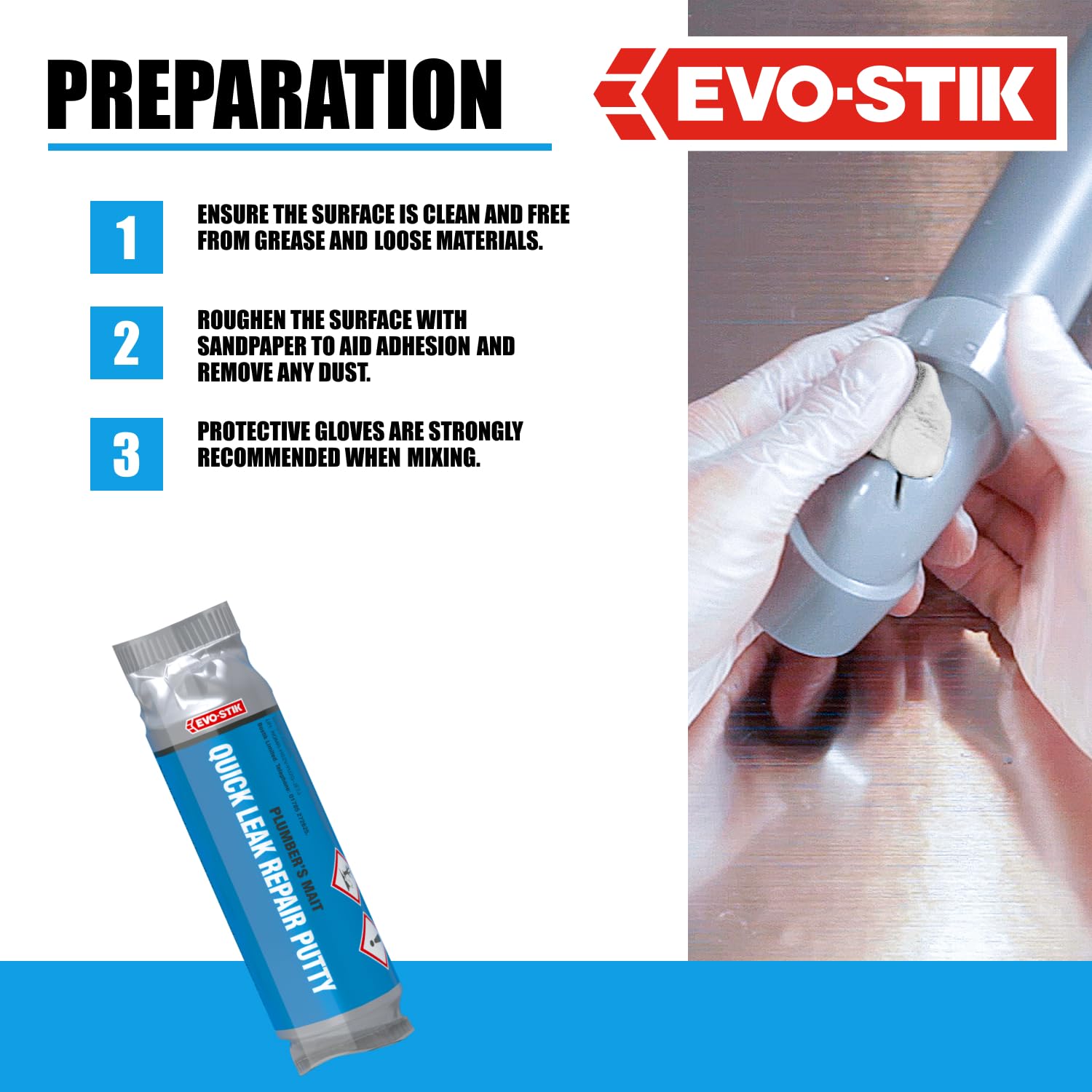 Evo-Stik 30812665 50 g Plumbers Mait Quick Leak Repair Putty Sealant - Brown