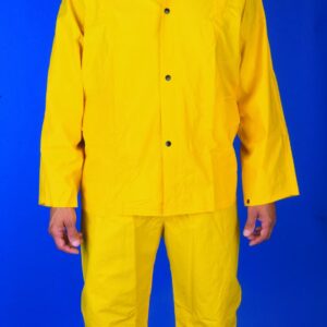 MCR Safety 2003X5 Classic PVC/Polyester 3-Piece Rainsuit with Attached Hood, Yellow, 5X-Large