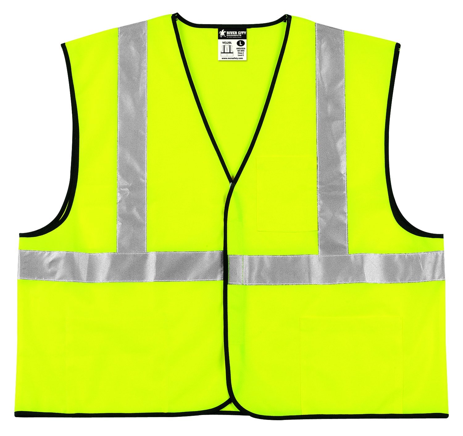 MCR Safety VCL2SLX3 Class 2 Polyester Solid Economy Safety Vest with 3M Scotchlite 2-Inch Silver Reflective Stripe, Fluorescent Lime, 3X-Large