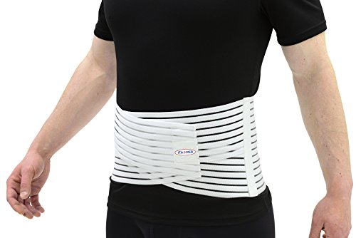 ITA-MED Breathable Elastic Back & Abdominal Support Brace – Unisex, 8” Wide, White, Large