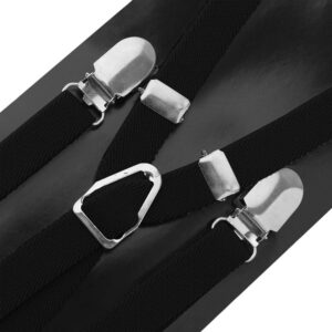 TopTie Men's Skinny Suspenders 1/2" inch (1.5CM) X-Back Clip Suspenders-Black