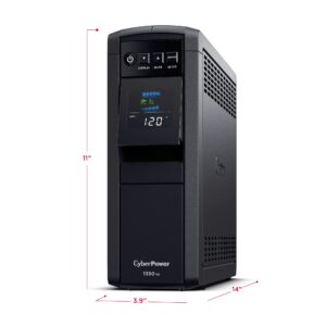 CyberPower CP1350PFCLCD PFC Sinewave UPS System, 1350VA/880W, 12 Outlets, AVR, Mini-Tower