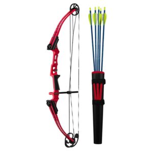 genesis mini youth compound bow and arrow archery set, right hand, red