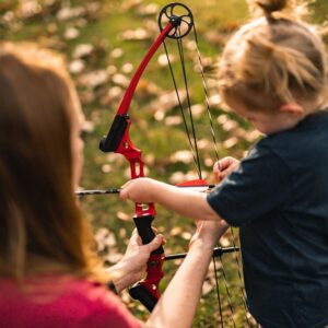 Genesis Mini Youth Compound Bow and Arrow Archery Set, Right Hand, Red