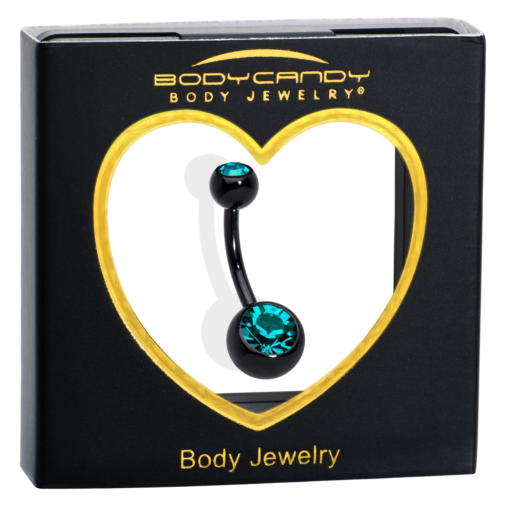 Body Candy 14G Belly Button Ring Surgical Stainless Steel Round Navel Barbell Stud Body Piercing (1PC-Black)