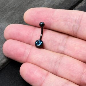 Body Candy 14G Belly Button Ring Surgical Stainless Steel Round Navel Barbell Stud Body Piercing (1PC-Black)