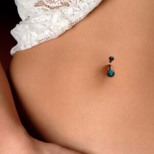 Body Candy 14G Belly Button Ring Surgical Stainless Steel Round Navel Barbell Stud Body Piercing (1PC-Black)