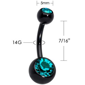 Body Candy 14G Belly Button Ring Surgical Stainless Steel Round Navel Barbell Stud Body Piercing (1PC-Black)