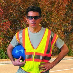 MCR Safety WCCL2LX2 Class 2 Polyester Mesh Safety Vest with 3M Scotchlite 4-1/2-Inch Orange/Silver Reflective Stripe, Fluorescent Lime, 2X-Large