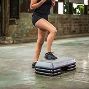 The Step (Made in USA) Original Aerobic Platform – Circuit Size Grey Aerobic Platform and Original Black Risers