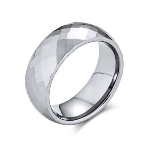 bling jewelry couples multi faceted prism cut titanium wedding band rings for men for women silver tone comfort fit 8mm