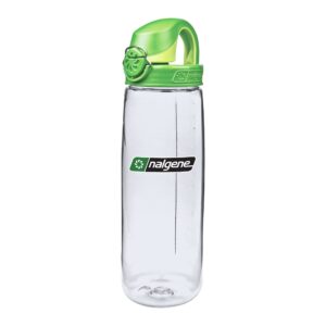 nalgene on the fly bpa-free water bottle, clear w green, 24 oz