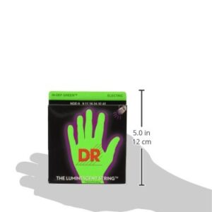 DR Handmade Strings NGE-9 Hi-Def Neon Green Electric Guitar Strings, Light (9-42)