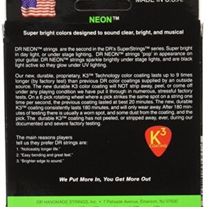 DR Handmade Strings NGE-9 Hi-Def Neon Green Electric Guitar Strings, Light (9-42)