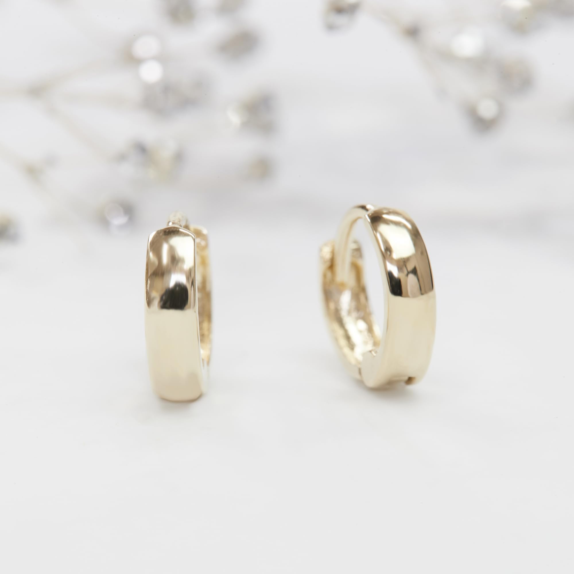 Solid 14K Gold Earrings Cartilage PETITE Size 2.5mm Wide Inner Diameter 6mm Dome Tiny Huggie Hoop Earrings