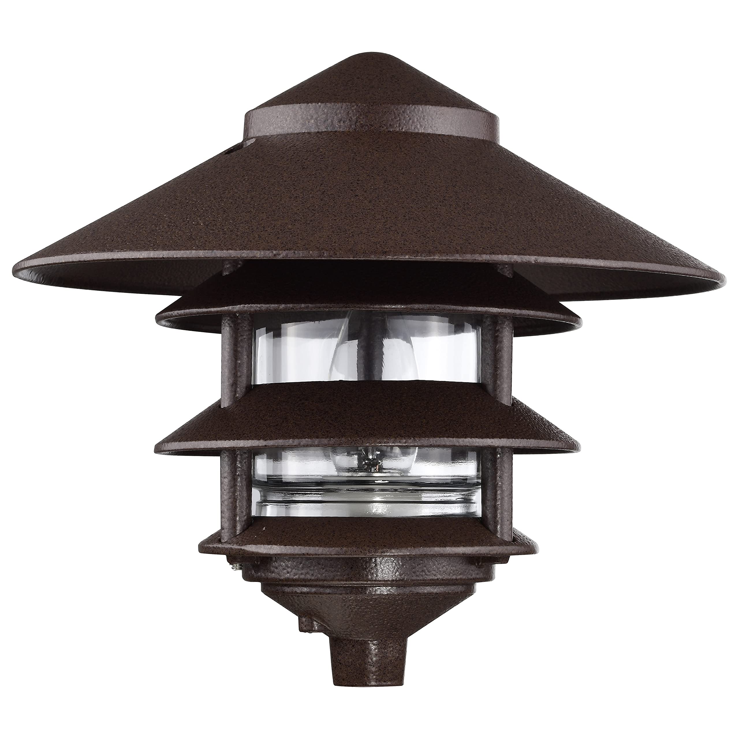 Nuvo SF76/637 One 2 Louver Hood Outdoor Pagoda Landscape Pathway Light, 3 Tier-Large, Old Bronze