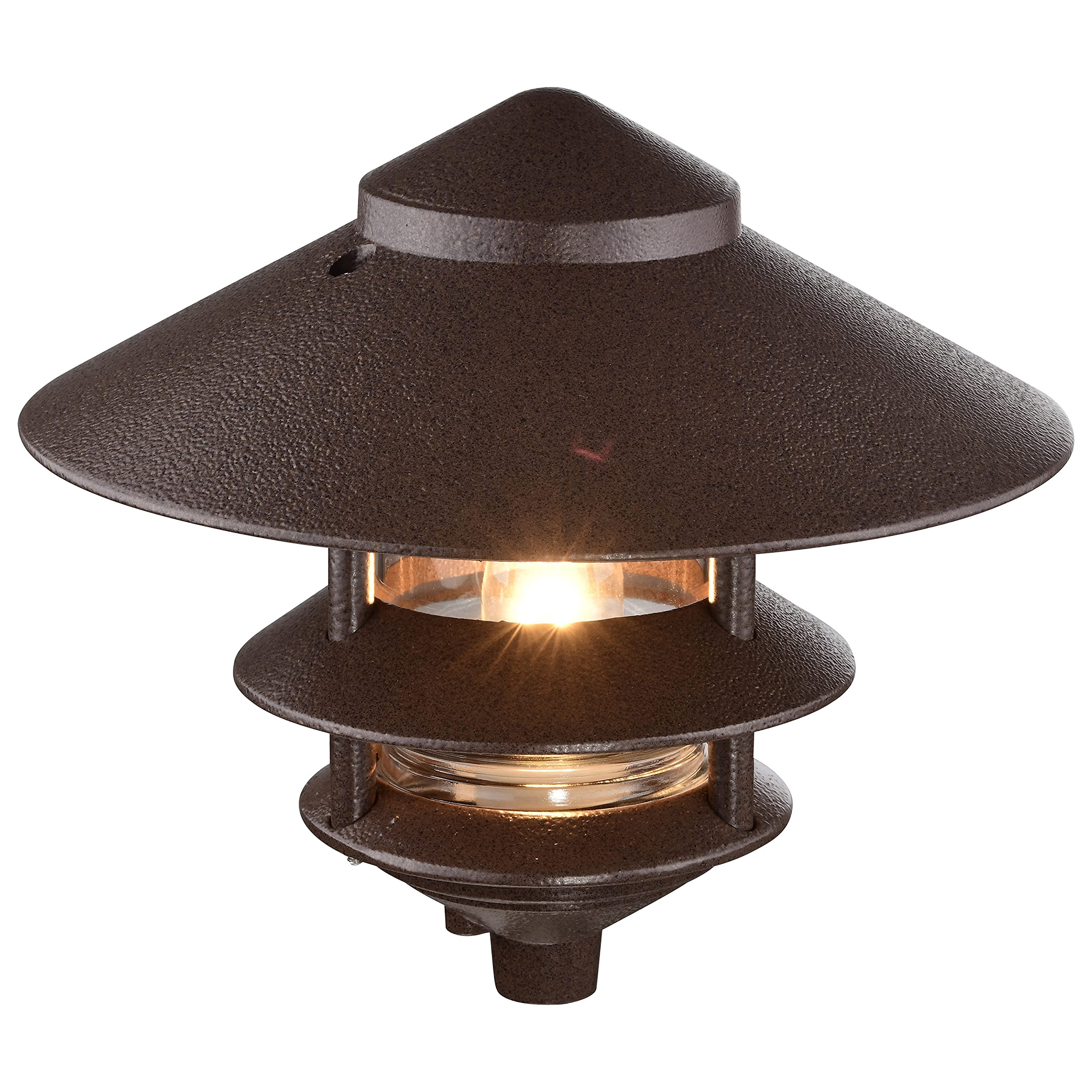 Nuvo SF76/637 One 2 Louver Hood Outdoor Pagoda Landscape Pathway Light, 3 Tier-Large, Old Bronze