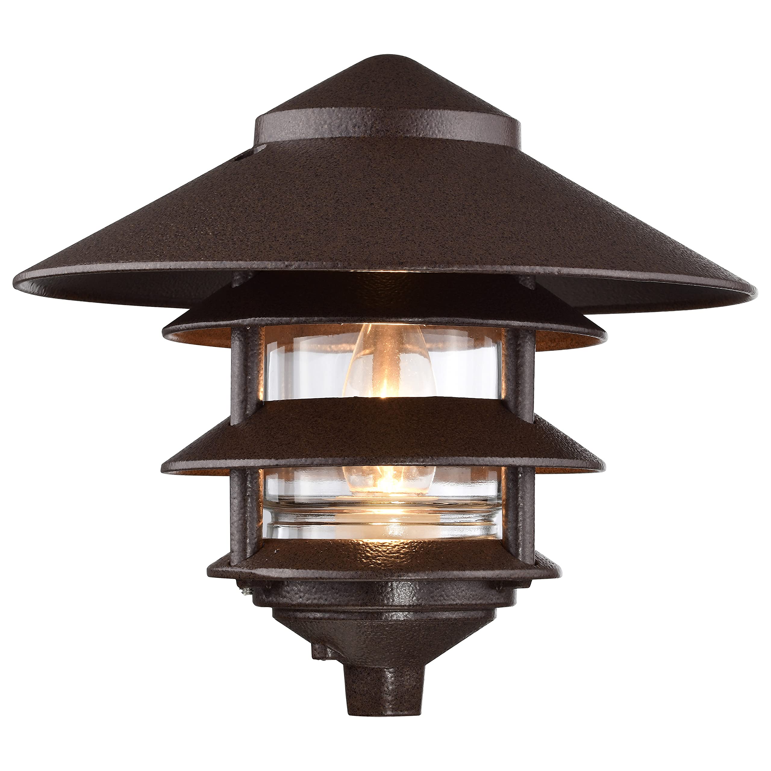 Nuvo SF76/637 One 2 Louver Hood Outdoor Pagoda Landscape Pathway Light, 3 Tier-Large, Old Bronze