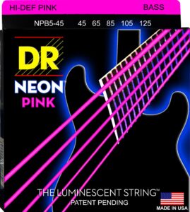 dr strings hi-def neon bass guitar strings (npb5-45)