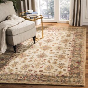 safavieh anatolia collection area rug - 8' x 10', ivory, handmade traditional oriental wool, ideal for high traffic areas in living room, bedroom (an547b)