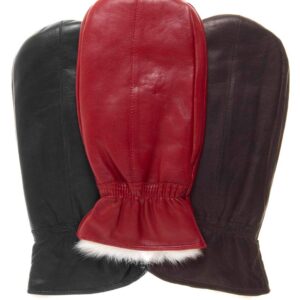 Pratt and Hart Park City Women's Rabbit Fur Lined Mittens Size L Black