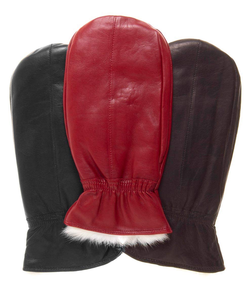 Pratt and Hart Park City Women's Rabbit Fur Lined Mittens Size L Black