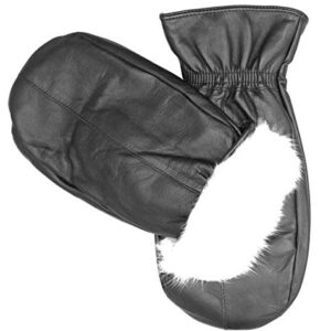 Pratt and Hart Park City Women's Rabbit Fur Lined Mittens Size L Black