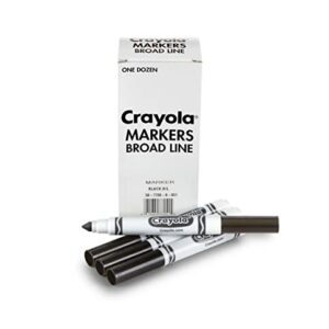 Crayola Broad Line Markers - Black (12ct), Markers for Kids, Bulk School Supplies for Teachers, Nontoxic, Marker Refill with Reusable Box