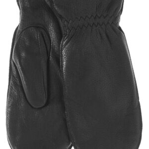 Pratt and Hart Snowfall Women’s Deerskin Leather Mittens with Finger Liners Size M Black