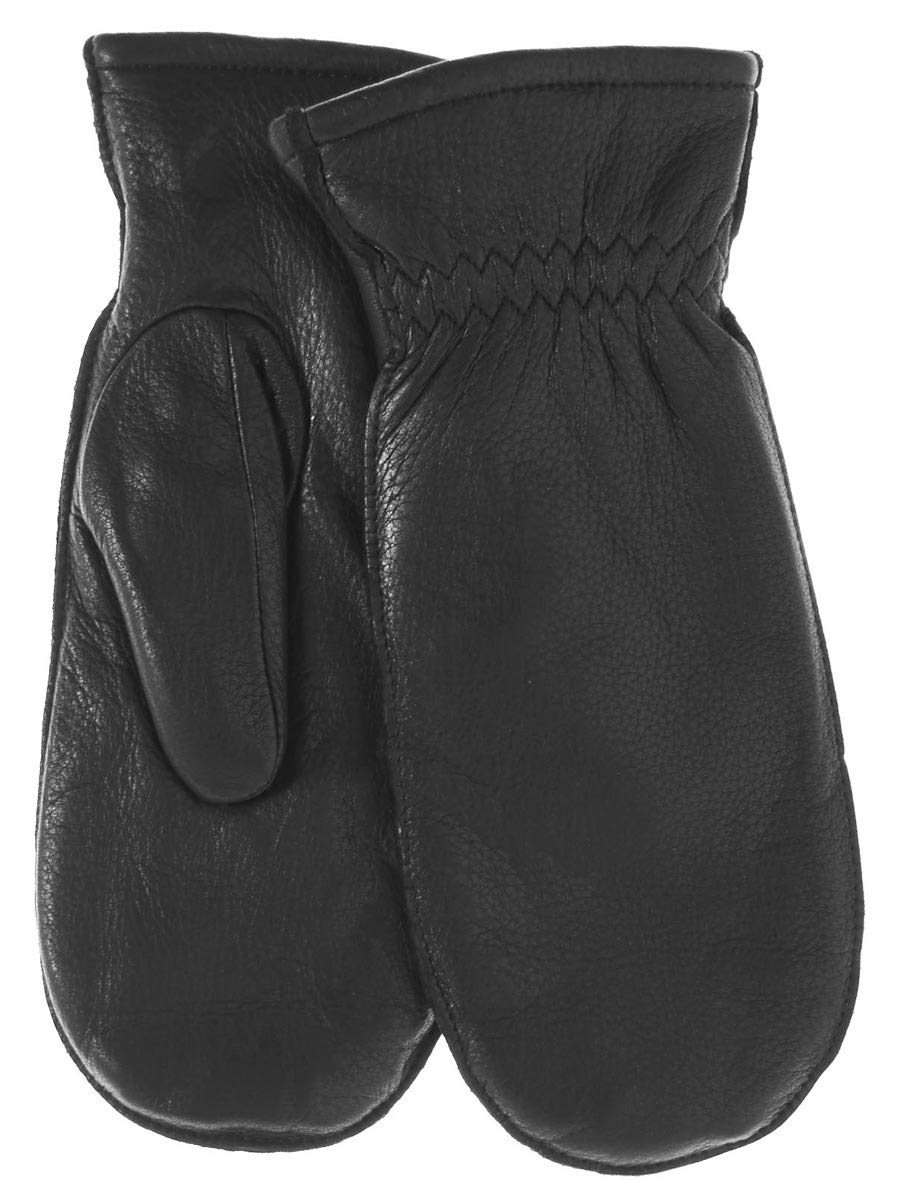 Pratt and Hart Snowfall Women’s Deerskin Leather Mittens with Finger Liners Size M Black