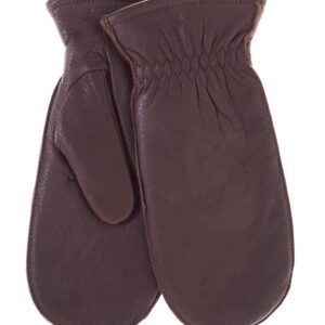 Pratt and Hart Snowfall Women’s Deerskin Leather Mittens with Finger Liners Size M Black