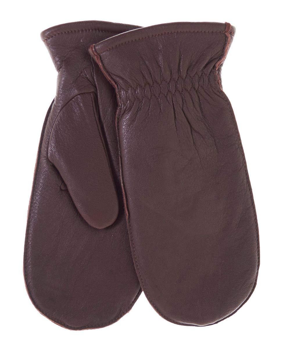 Pratt and Hart Snowfall Women’s Deerskin Leather Mittens with Finger Liners Size M Black