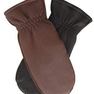 Pratt and Hart Snowfall Women’s Deerskin Leather Mittens with Finger Liners Size M Black