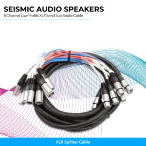 Seismic Audio Speakers 8 Channel Low Profile XLR Send Sub Snake Cable, XLR Splitter Cable, 15 Feet