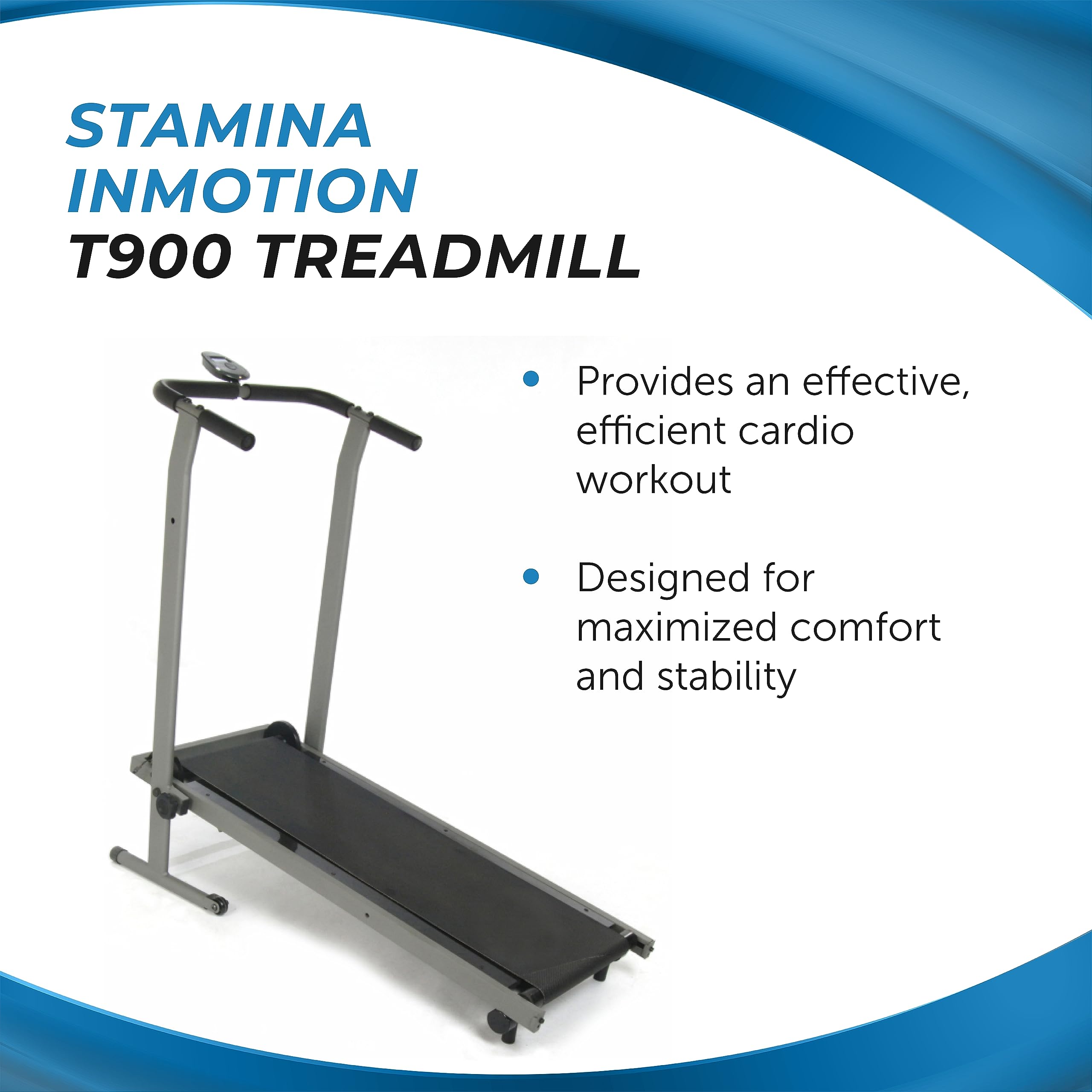 Stamina Inmotion T900 Manual Treadmill - Foldable Fitness Treadmill with Smart Workout App - Non-Motorized Treadmill for Home Workout - Up to 225 lbs Weight Capacity