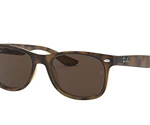 Ray-Ban Junior Kids' RJ9052S New Wayfarer Square Sunglasses, Havana/Dark Brown, 47 mm