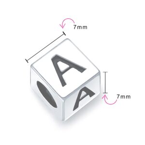 Block Letter J Alphabet Initial Charm Bead For Women For Teen .925 Sterling Silver For European Bracelet