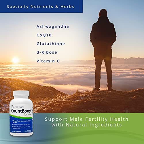 Fairhaven Health CountBoost for Men Optimal Count and Volume Male Fertility Supplement - Pre-conception Nutrition for Him - with Ashwagandha, Vitamin C, and CoQ10-60 Capsules