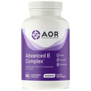 aor, advanced b complex, multivitamin support for energy, stress and metabolism, dietary supplement, 90 capsules (90 servings)