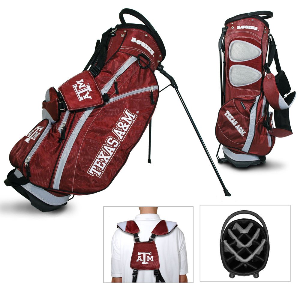 Team Golf NCAA Texas A&M Aggies Fairway Golf Stand Bag, Lightweight, 14-way Top, Spring Action Stand, Insulated Cooler Pocket, Padded Strap, Umbrella Holder & Removable Rain Hood