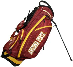 team golf ncaa arizona state sun devils fairway golf stand bag, lightweight, 14-way top, spring action stand, insulated cooler pocket, padded strap, umbrella holder & removable rain hood