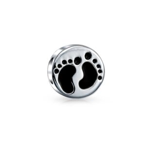 family tiny feet foot prints charm bead for women wife new mother .925 sterling silver fits european bracelet