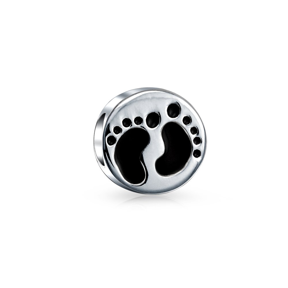 Family Tiny Feet Foot Prints Charm Bead For Women Wife New Mother .925 Sterling Silver Fits European Bracelet