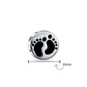 Family Tiny Feet Foot Prints Charm Bead For Women Wife New Mother .925 Sterling Silver Fits European Bracelet