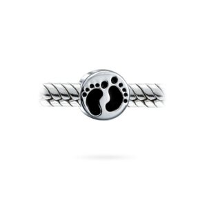 Family Tiny Feet Foot Prints Charm Bead For Women Wife New Mother .925 Sterling Silver Fits European Bracelet