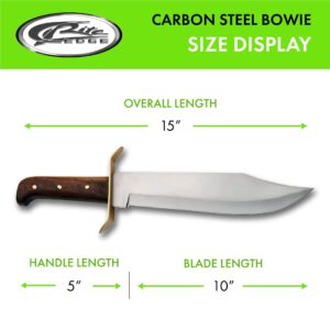 SZCO Supplies 15” Classic Wood Handle Carbon Steel Bowie Blade Outdoor Survival Knife,Brown/Brass