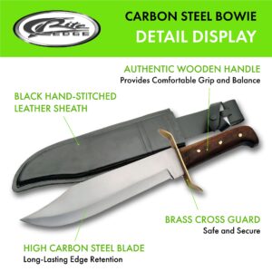 SZCO Supplies 15” Classic Wood Handle Carbon Steel Bowie Blade Outdoor Survival Knife,Brown/Brass