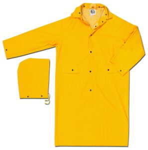 mcr safety 200cxl 49-inch classic pvc/polyester coat with detachable hood, yellow, x-large